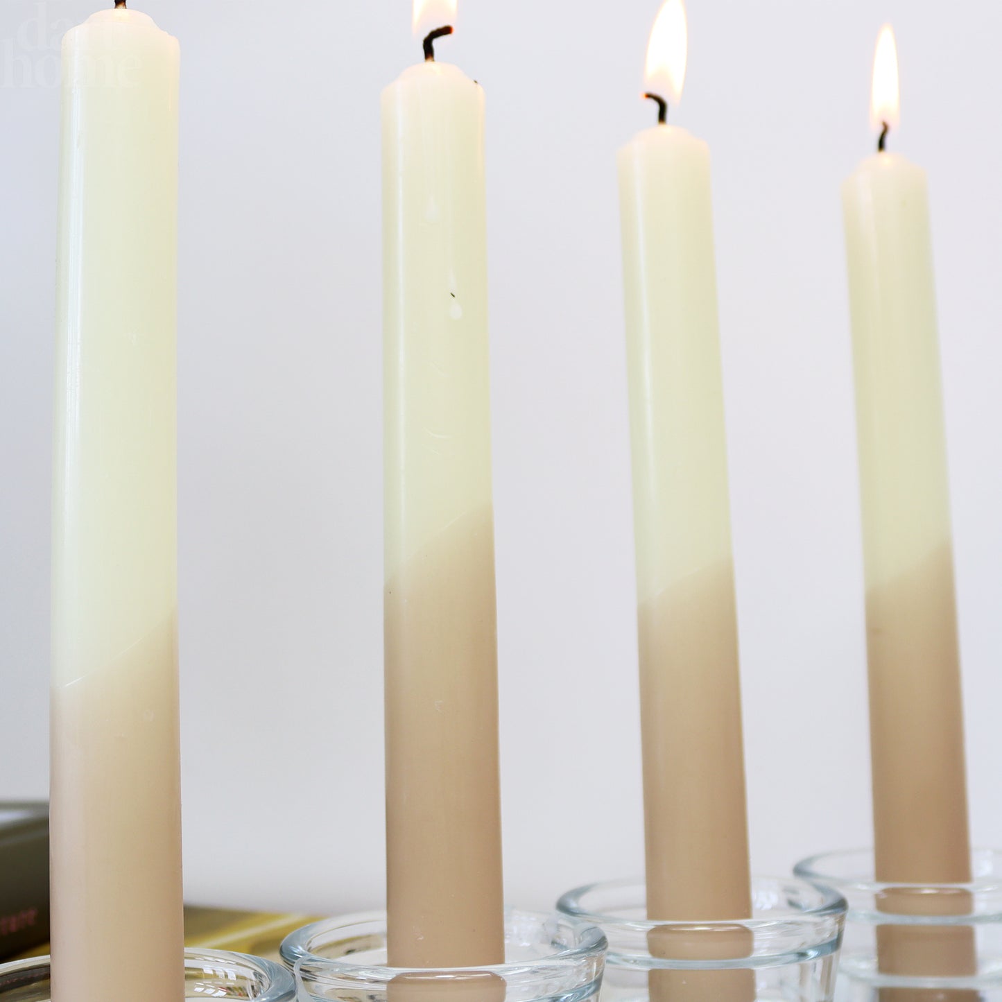 Two Tone Brown Hand Dipped Taper Candles