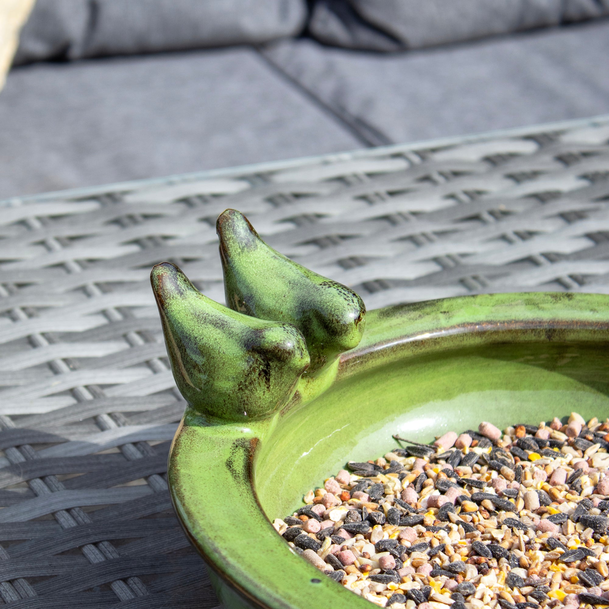 Green Glaze Ceramic Bird Bath