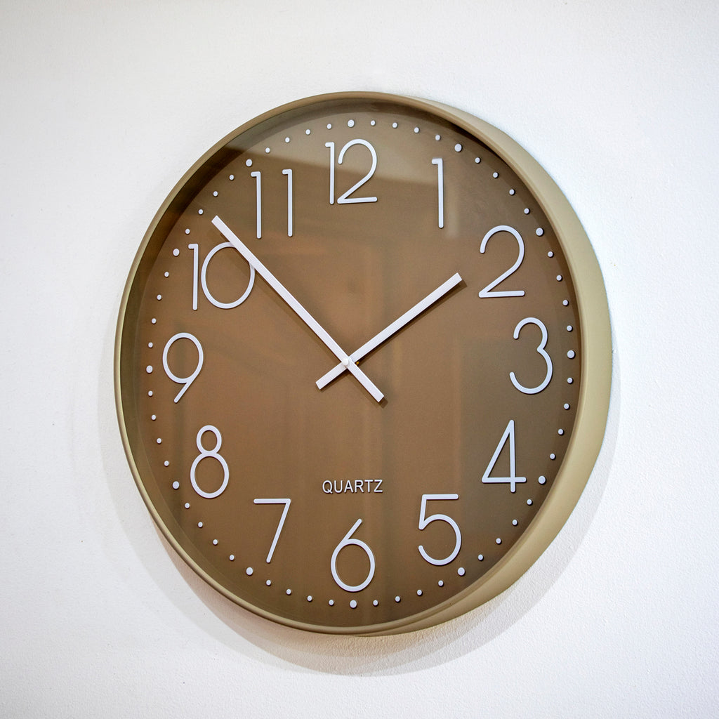 Taupe Brown Minimalist Wall Clock