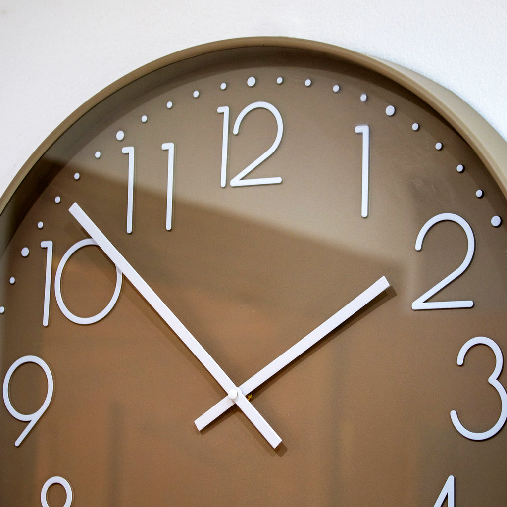 Taupe Brown Minimalist Wall Clock