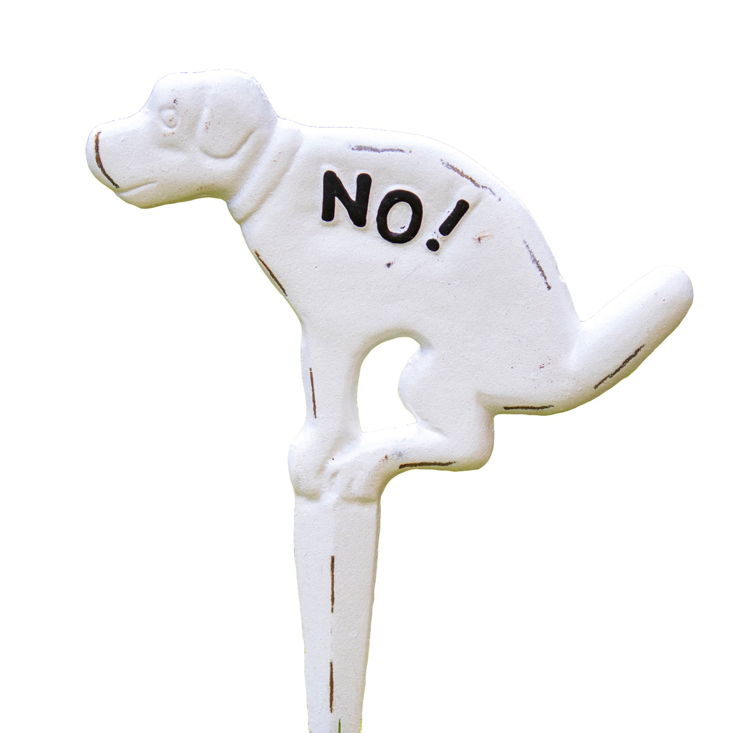 White Cast Iron No Fouling Dog Sign