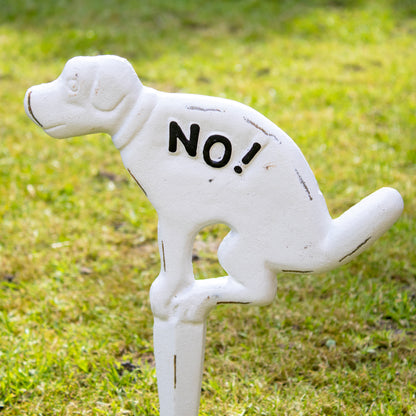 White Cast Iron No Fouling Dog Sign