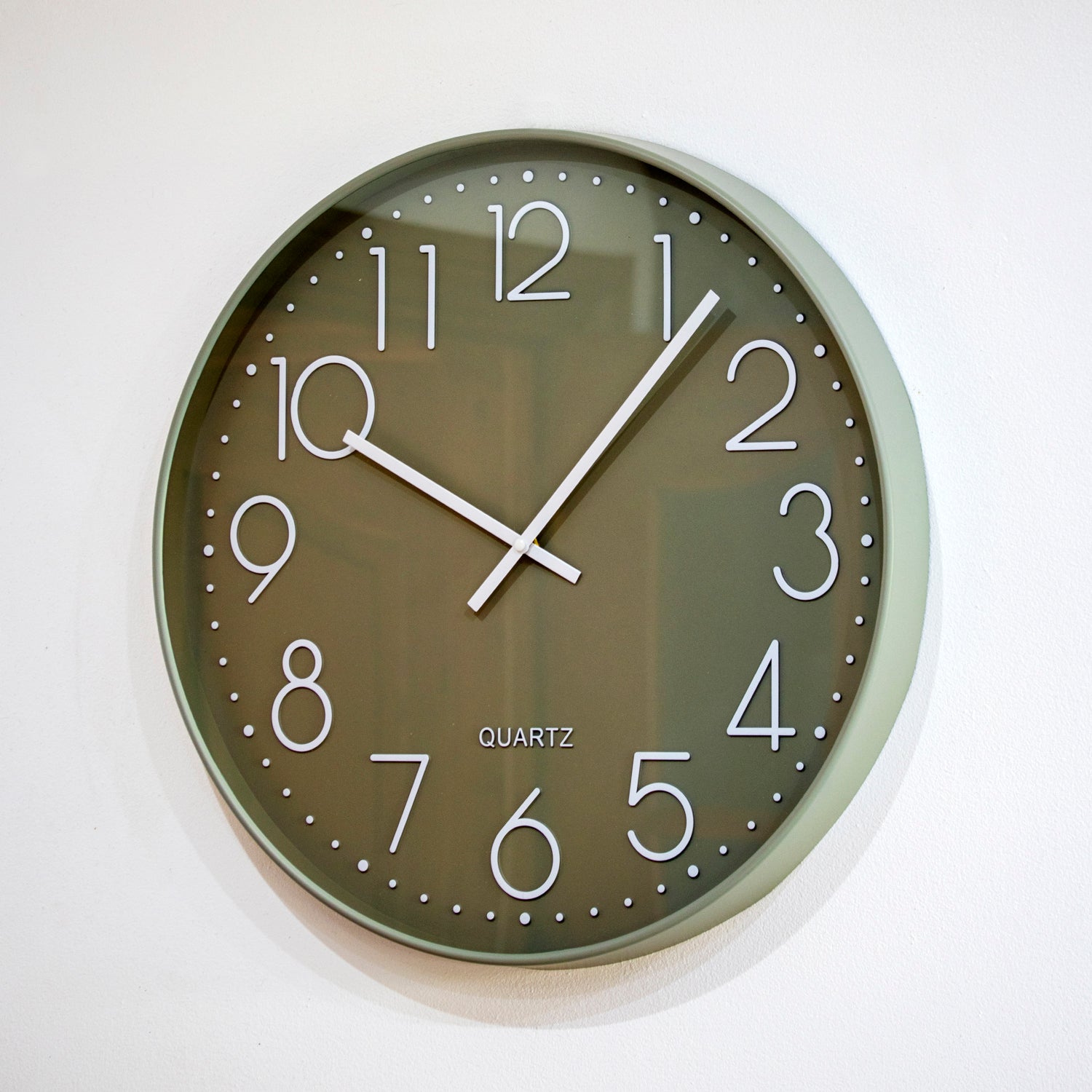 Olive Green Minimalist Wall Clock