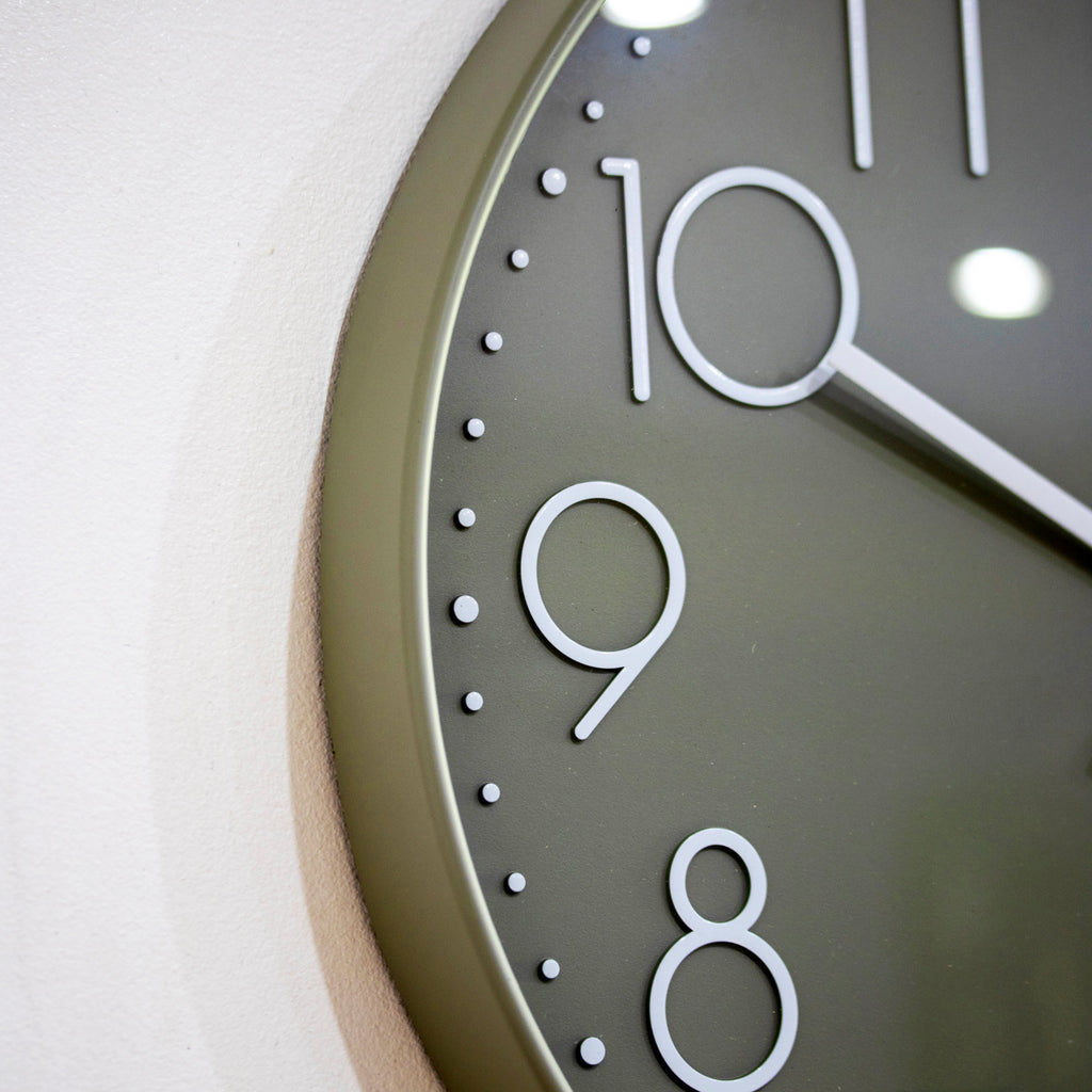 Olive Green Minimalist Wall Clock