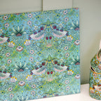 William Morris Teal Strawberry Thief Glass Worktop Saver