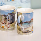 Set Of 4 Fine China Sandy Beach Mugs