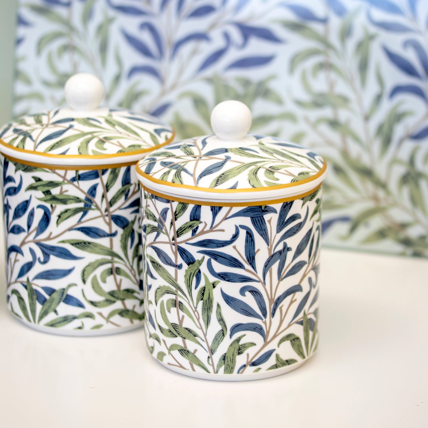 Set Of 3 William Morris Willow Bough Storage Jars