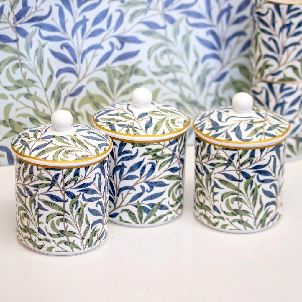 Set Of 3 William Morris Willow Bough Storage Jars