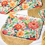 Set Of 4 Melamine Floral Serving Trays