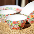 Set Of 4 Melamine Floral Cereal Bowls