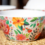 Set Of 4 Melamine Floral Cereal Bowls