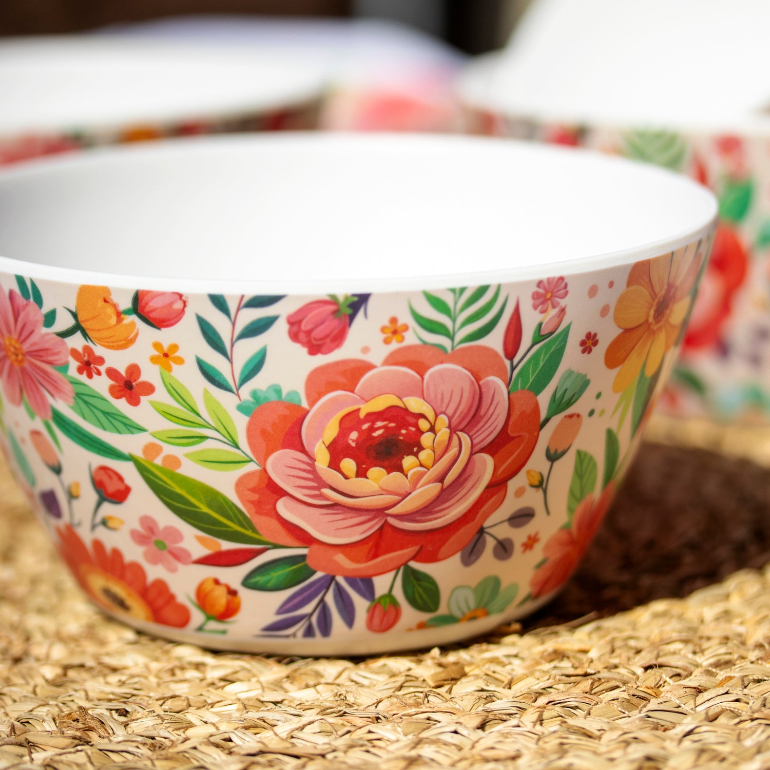 Set Of 4 Melamine Floral Cereal Bowls