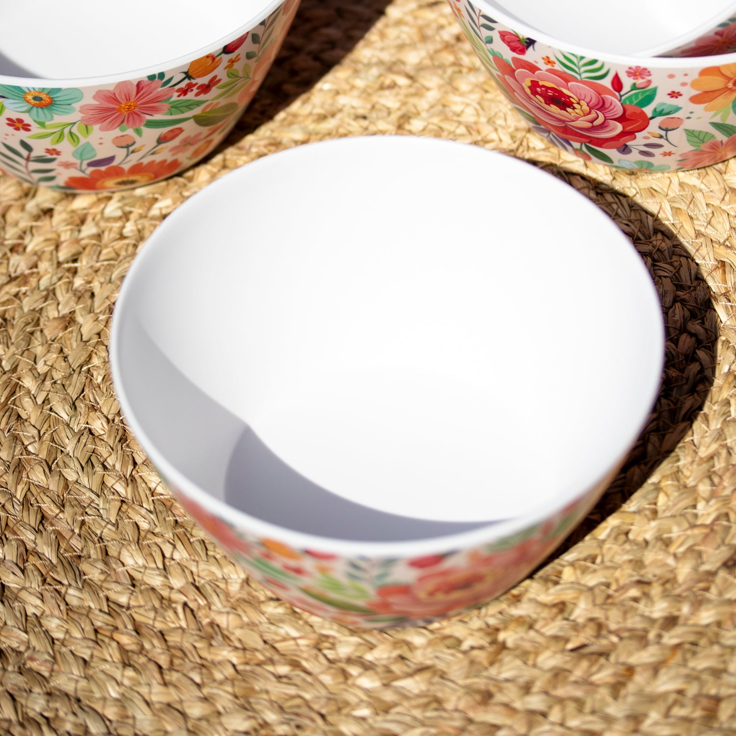 Set Of 4 Melamine Floral Cereal Bowls