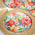 Set Of 4 Melamine Floral Dinner Plates