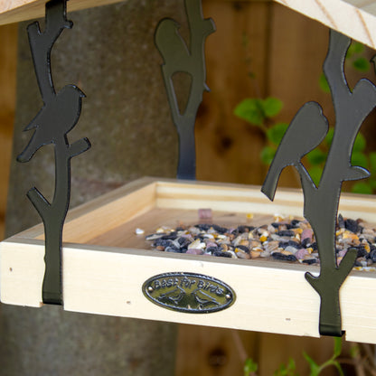 Black Metal And Wood Hanging Bird Table