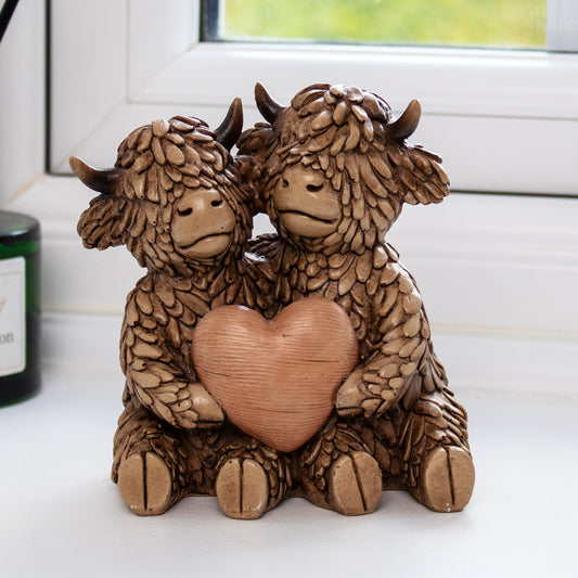 Highland Cows In Love Figurine