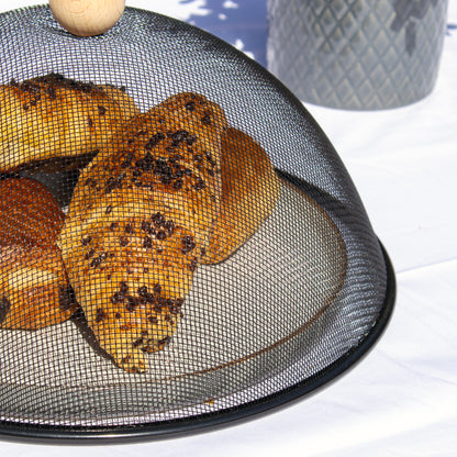 Black Mesh Food Cover With Beech Handle