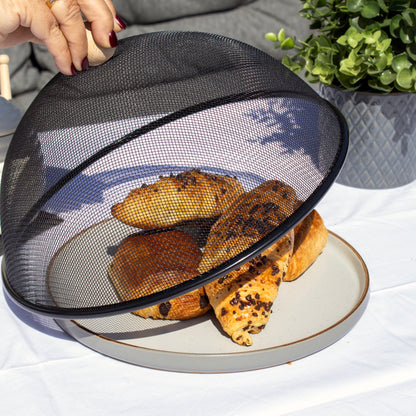 Black Mesh Food Cover With Beech Handle