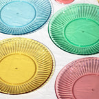 Set Of 4 Melamine Bright Mix Ribbed Outdoor Plates