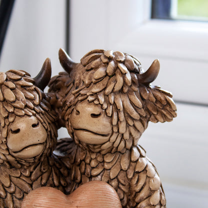 Highland Cows In Love Figurine