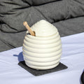 Cream Beehive Honey Pot With Wood Dipper