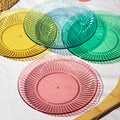 Set Of 4 Melamine Bright Mix Ribbed Outdoor Plates