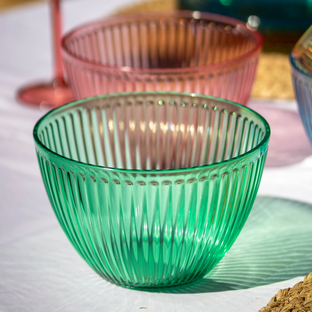 Set Of 4 Melamine Bright Mix Ribbed Cereal Bowls