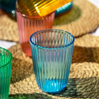 Set Of 4 Melamine Bright Mix Ribbed Tumblers