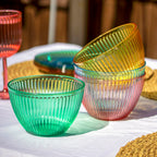 Set Of 4 Melamine Bright Mix Ribbed Cereal Bowls
