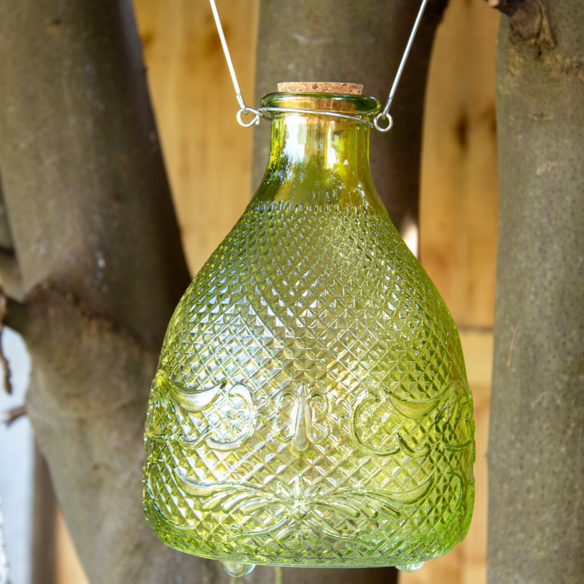 Green Hobnail Glass Wasp Trap