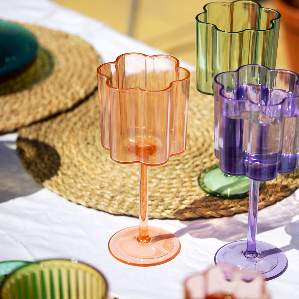 Set Of 4 Melamine Flower Shaped Wine Glasses