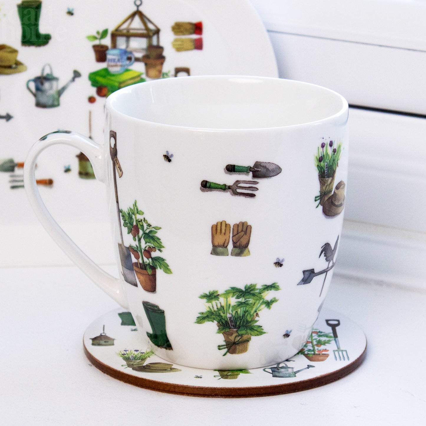 Green Fingers Mug Coaster And Tray Set