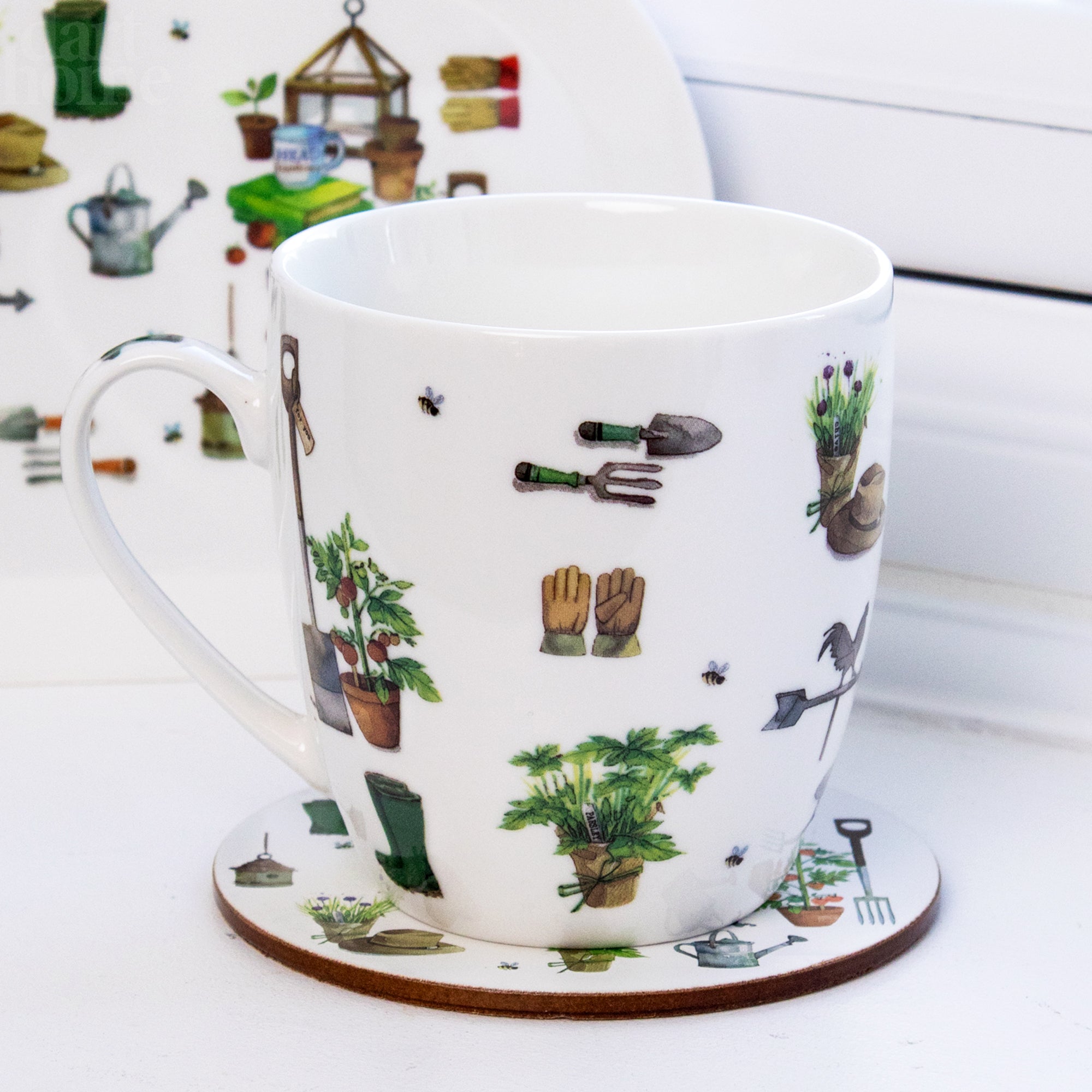 Green Fingers Mug Coaster And Tray Set