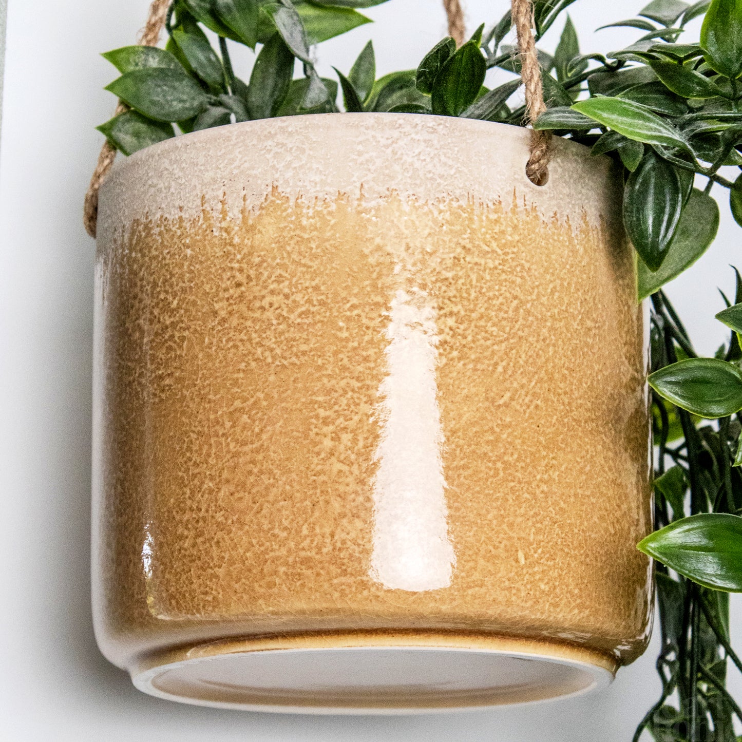 Brown Reactive Glaze Hanging Plant Pot