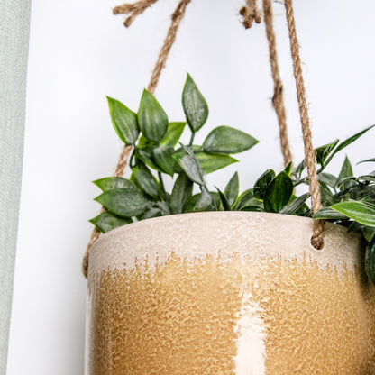 Brown Reactive Glaze Hanging Plant Pot