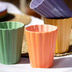 Set Of 4 Melamine Pastel Scalloped Tumblers