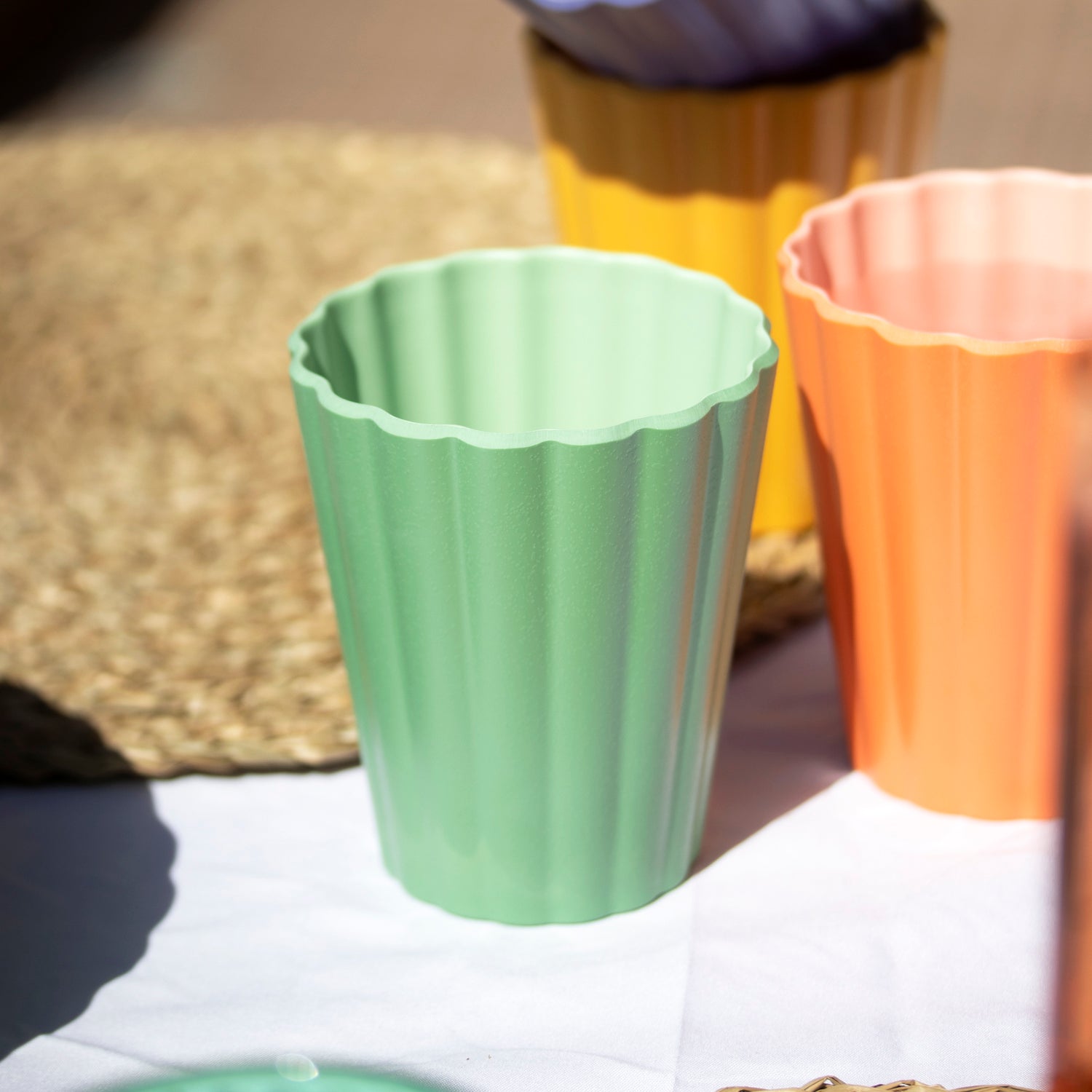 Set Of 4 Melamine Pastel Scalloped Tumblers