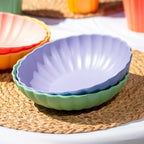 Set Of 4 Melamine Pastel Scalloped Cereal Bowls