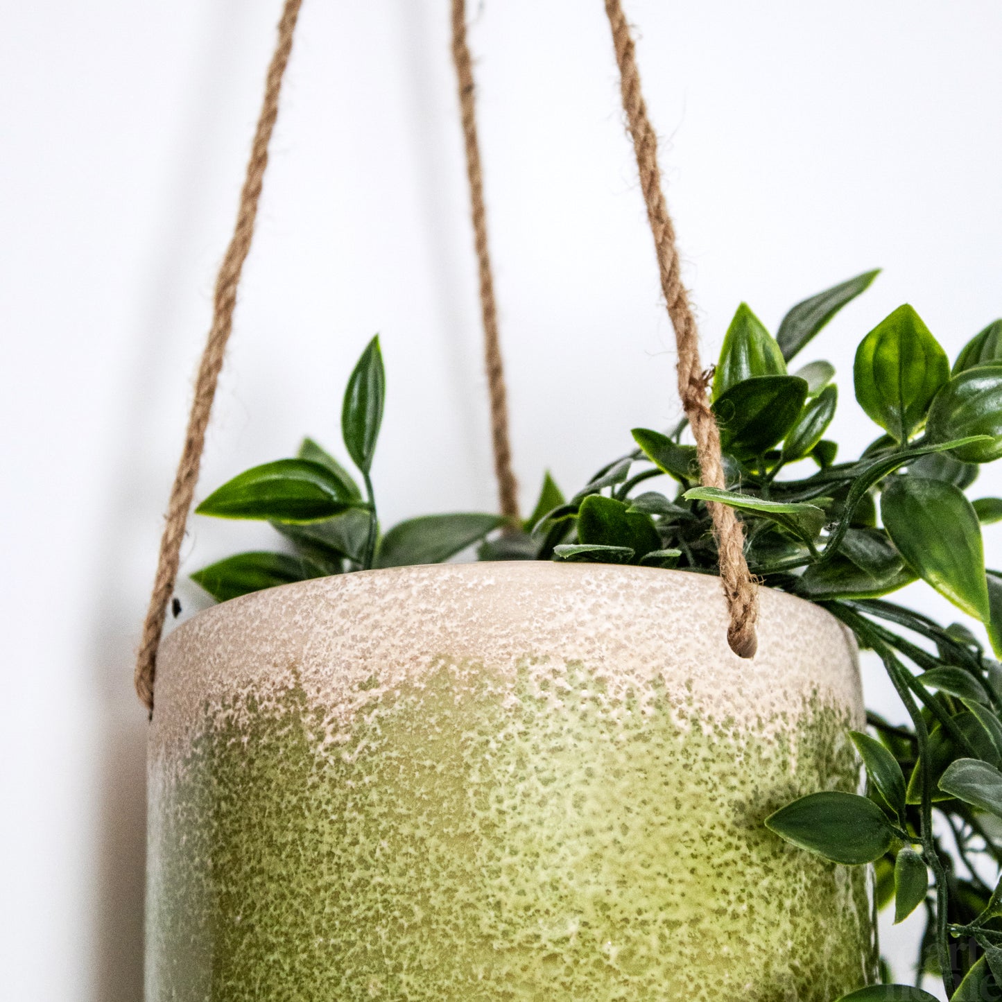 Green Reactive Glaze Hanging Plant Pot