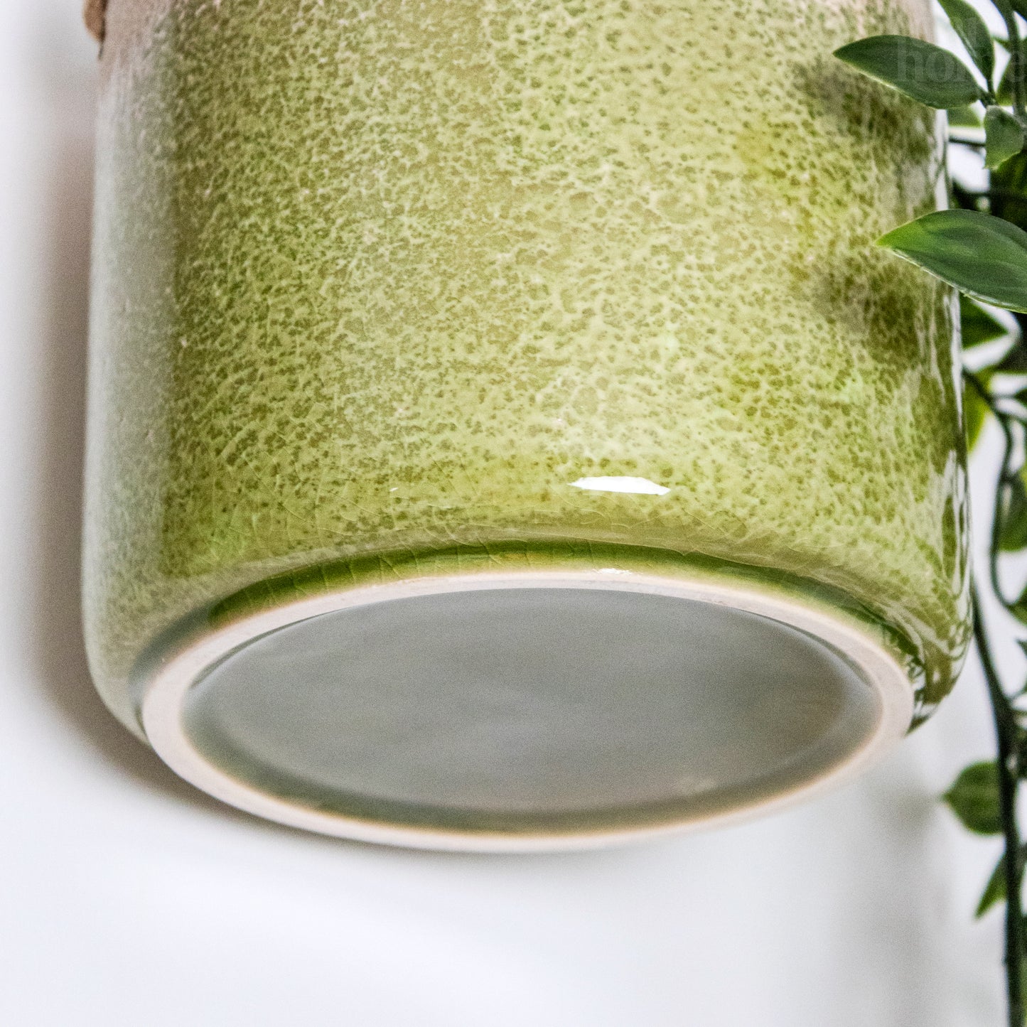 Green Reactive Glaze Hanging Plant Pot