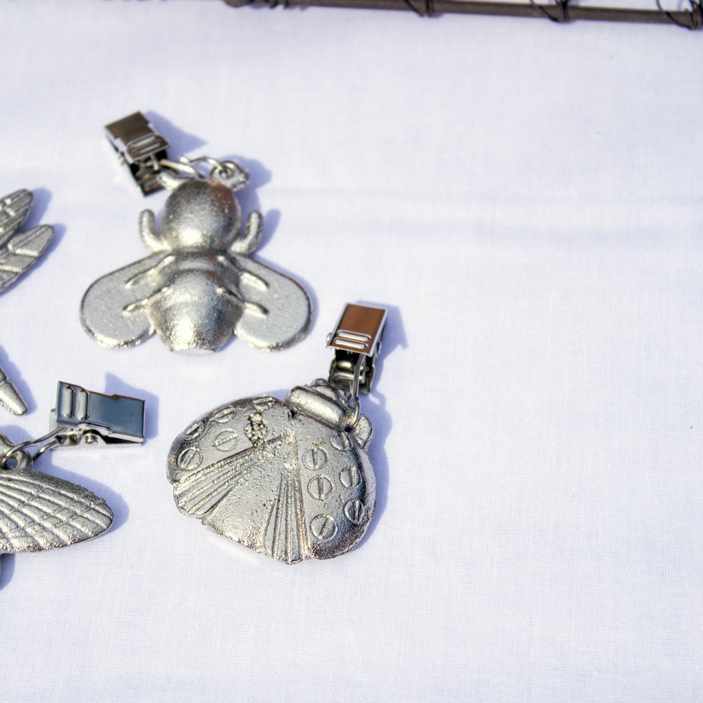 Set Of 4 Cast Iron Insects Tablecloth Weights