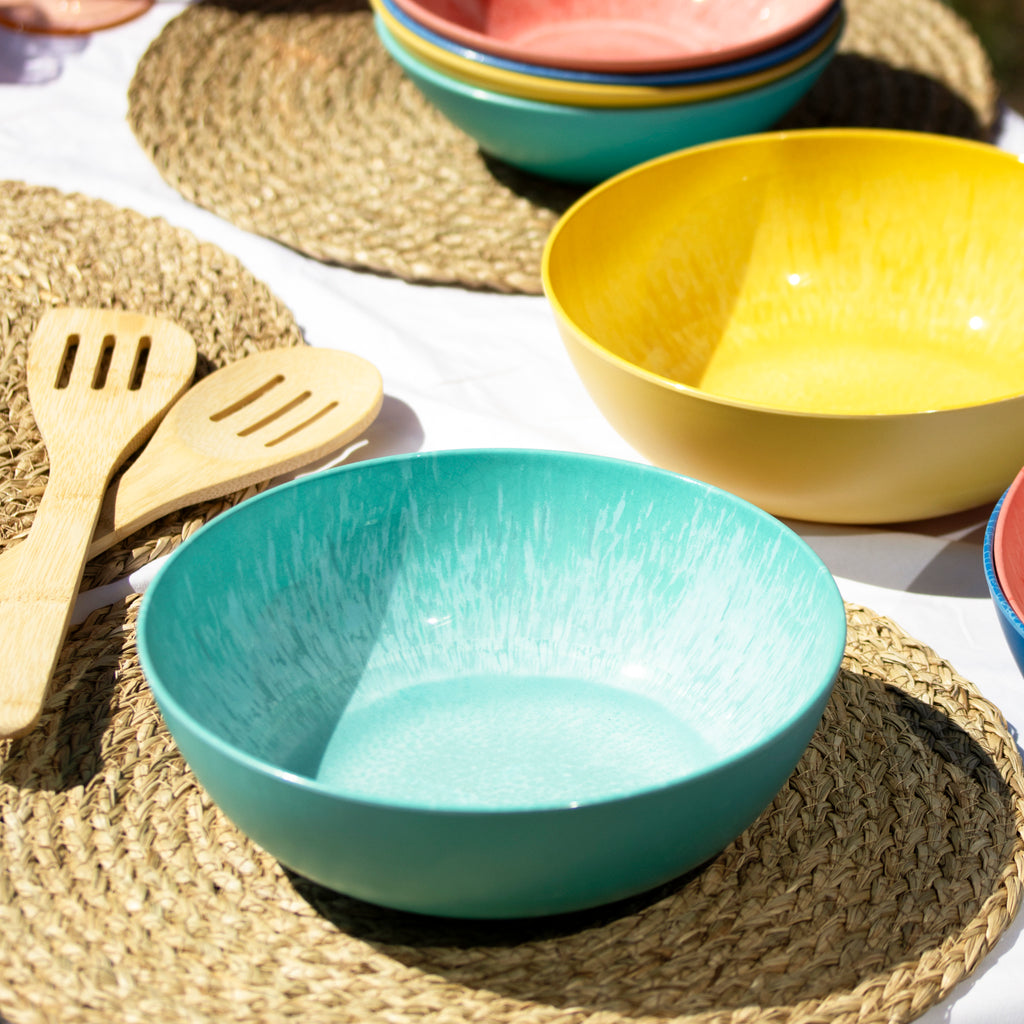 Set Of 4 Colour Mix Melamine Large Outdoor Bowls