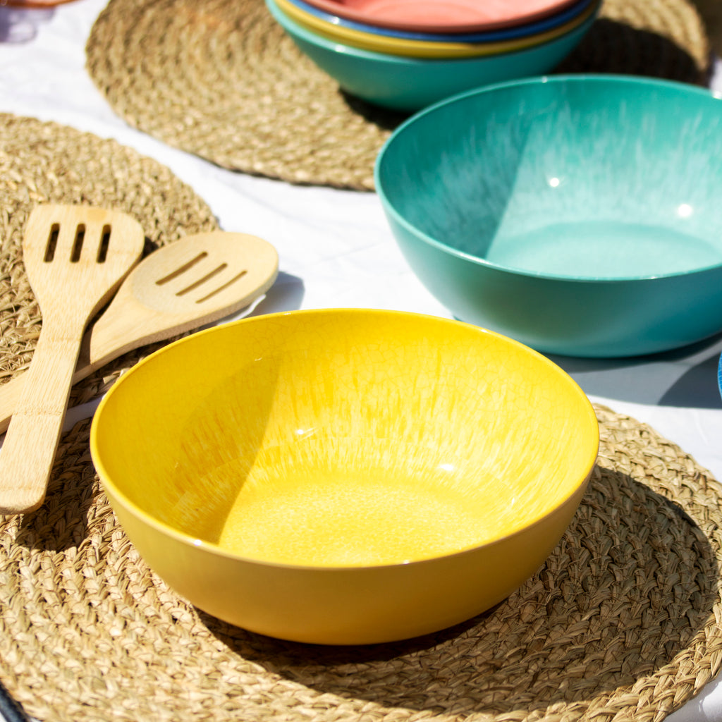Set Of 4 Colour Mix Melamine Large Outdoor Bowls