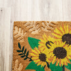 Pressed Coir Sunflowers & Leaves Doormat