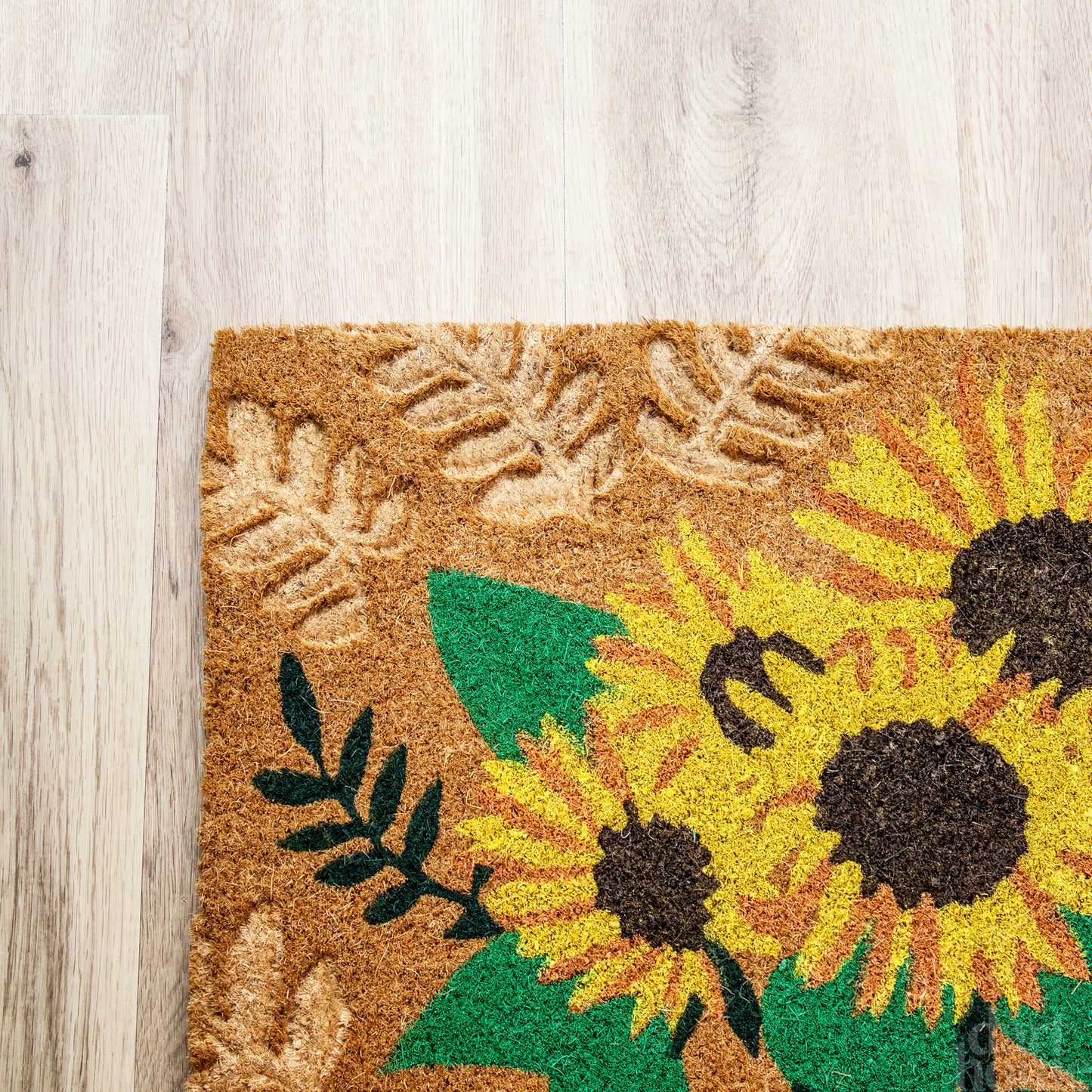 Pressed Coir Sunflowers & Leaves Doormat