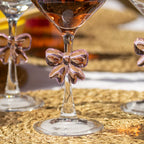 Set Of 4 Pink Bow Tulip Wine Glasses