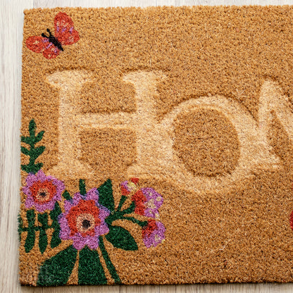 Pressed Coir Flowers & Butterflies Home Doormat