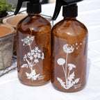 Set Of 2 Brown Wildflower Glass Spray Bottles