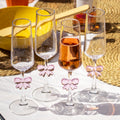 Set Of 4 Pink Bow Champagne Flute Glasses