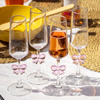 Set Of 4 Pink Bow Champagne Flute Glasses